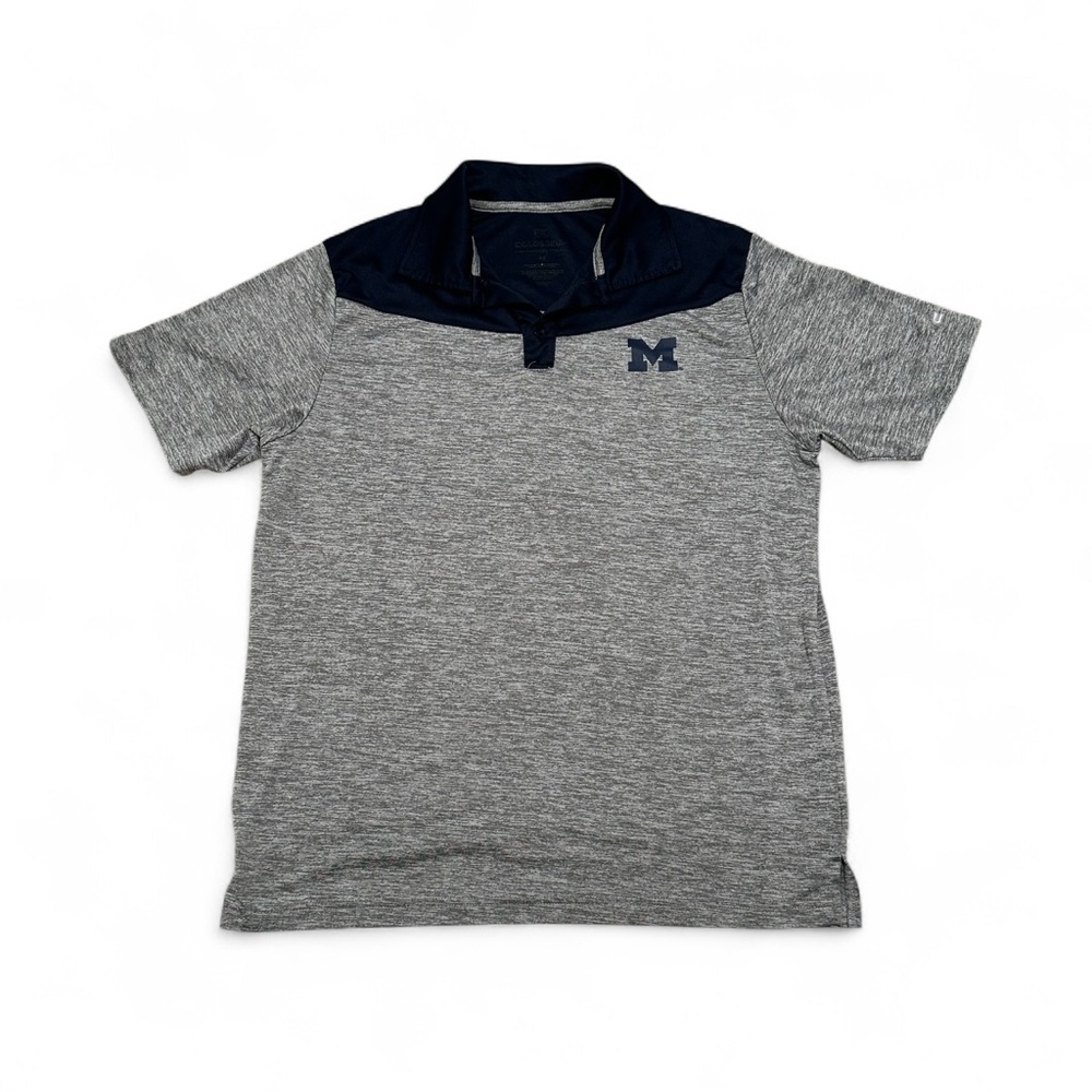 Men’s Michigan Medium 38 - 40 Polo Shirt Gray Blue Maze Golf Lightweight Wicking - Picture 3 of 8